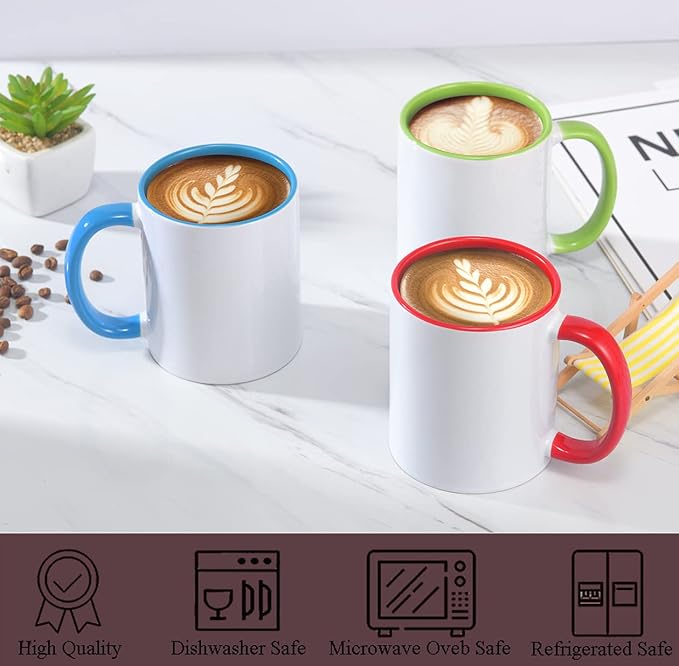 Sublimation Mugs, 15oz, 6 Assorted Colors 12Pack