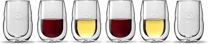 Ozeri Moderna Artisan Series Double Wall Insulated 10 oz Wine Glasses, Set of 6