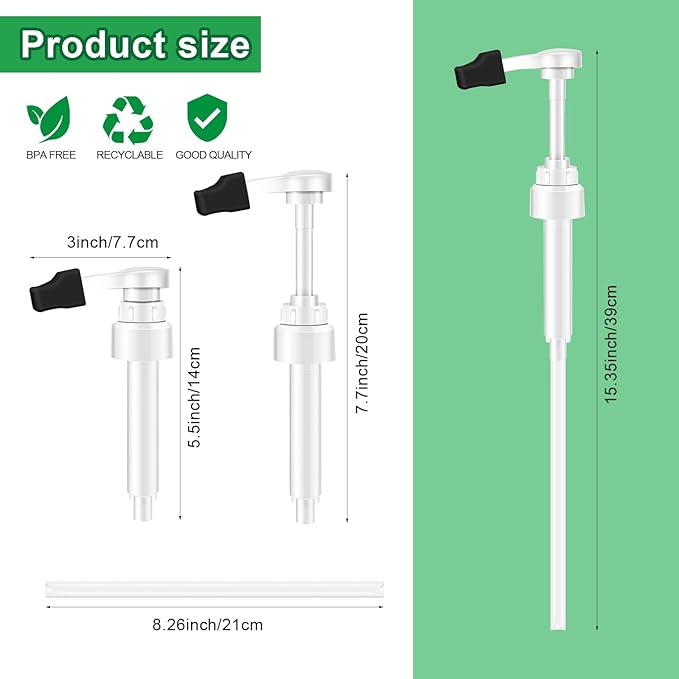 Coffee Syrup Pump for 750 ml Bottle – 4 Pack Syrup Dispenser Pumps Compatible with Monin Glass Bottles – No Clog, Precise Dispensing, Includes 4 Tip Covers – for Coffee Bar, Kitchen, White