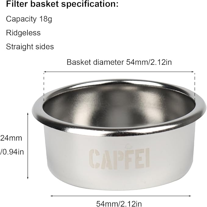 54mm High Extraction Filter Basket | Number of Holes 1027 * Ø 0.2mm | Precision Filter Basket For Breville 54mm Portafilters | Capacity 18g
