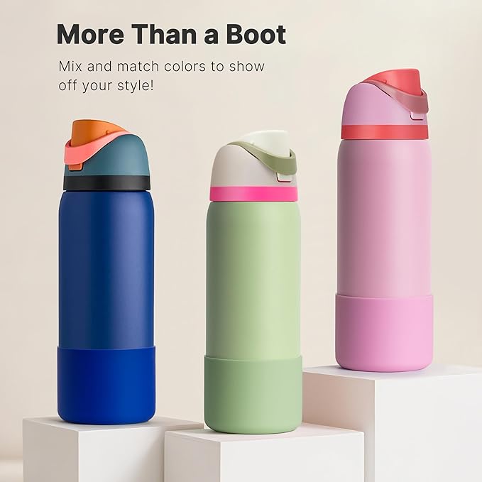 Boot for Owala 32 oz Twist/FreeSip/Flip Stainless Steel Water Bottle, Silicone Rubber Bottom Protector for Owala 32 oz Water Bottle(Peony)