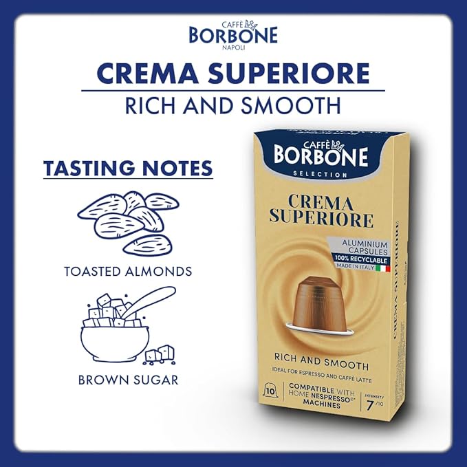 Caffè Borbone Crema Superiore Aluminum Capsules Compatible with Nespresso Original Machines, Medium Roast, 50 Count