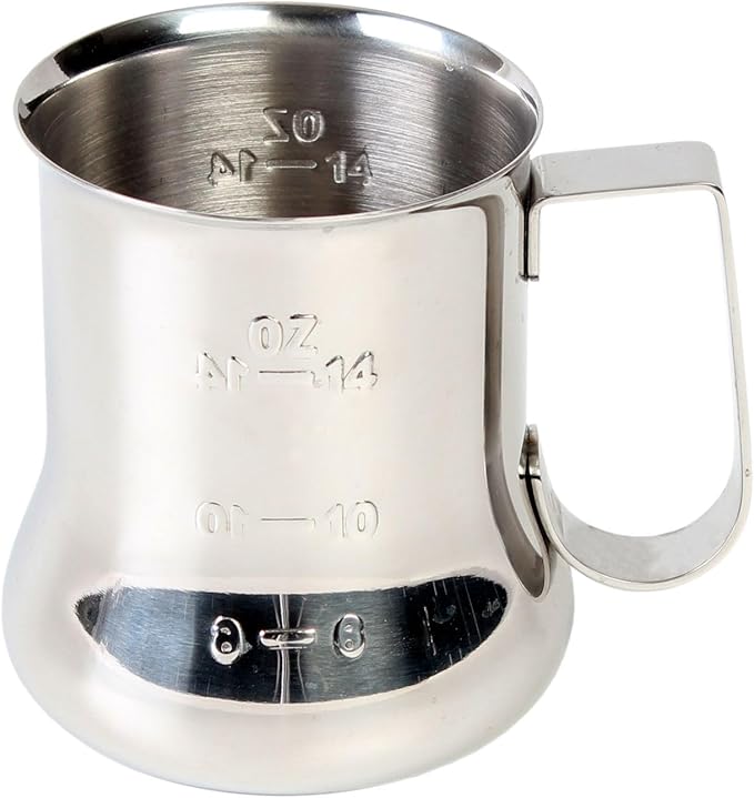 TrueCraftware- 18 oz Stainless Steel Espresso Milk Steaming Pitcher with Measuring Scale- Steaming Pitcher Coffee Bar Cappuccino Barista Tools Milk Jug Steamer Frother Cup