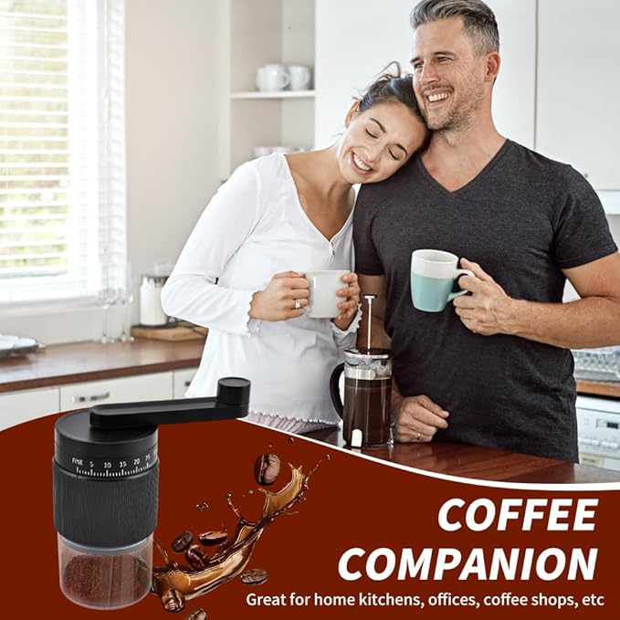 Manual Coffee Grinder With Ceramics Burr For Espresso, Hand Coffee Bean Mill with 30g Capacity & Crank for Travel Camping Office Home