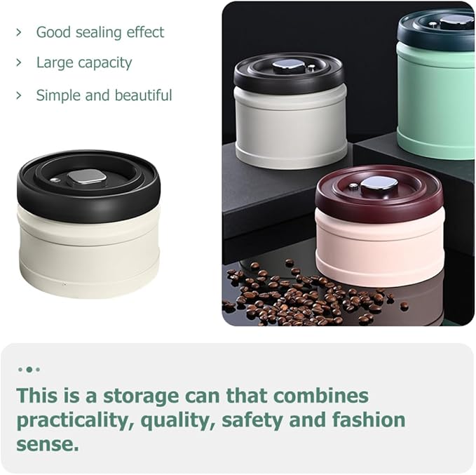 Lurrose Vacuum Spice Canister and Lidded Beans Container 750Ml White Press-Seal Airtight Grain Storage Jar for Kitchen Pantry Organization