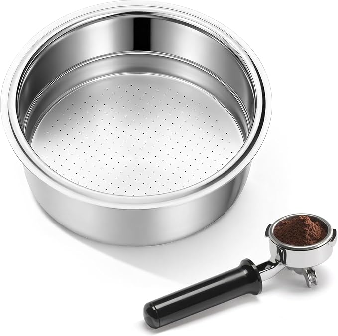 51mm Portafilter Basket, Stainless Steel 2 Cup Coffee Filter, Pressurized Espresso Filter Basket Double Layer for Portafilter Coffee Machines (2 Cups Capacity)