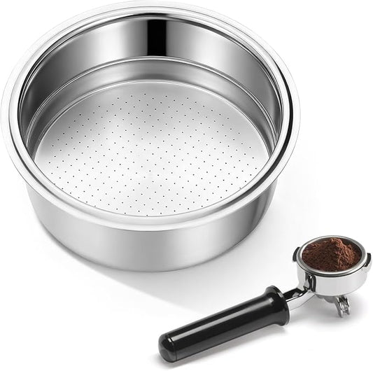 51mm Portafilter Basket, Stainless Steel 2 Cup Coffee Filter, Pressurized Espresso Filter Basket Double Layer for Portafilter Coffee Machines (2 Cups Capacity)