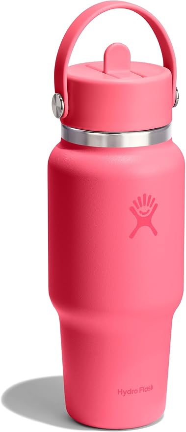 Hydro Flask Travel Water Bottle - Insulated Stainless Steel - Wide Straw Lid, Non Spill, Leakproof in 24 Oz Popstar Pink