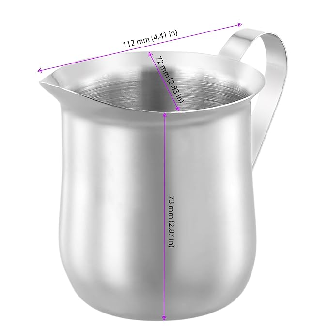 KEILEOHO 4 PCS 7oz Stainless Steel Bell Creamer, Small Creamer Pitcher, Bell Creamers Cup with Pouring Mouth for Cream, Milk, Coffee, Sauce