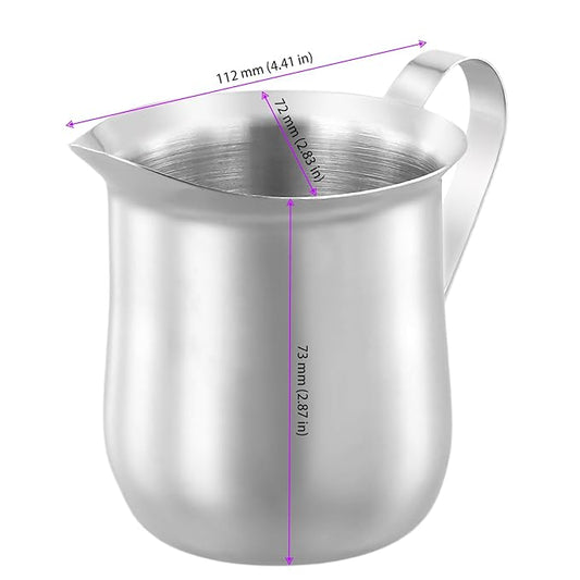 KEILEOHO 4 PCS 7oz Stainless Steel Bell Creamer, Small Creamer Pitcher, Bell Creamers Cup with Pouring Mouth for Cream, Milk, Coffee, Sauce