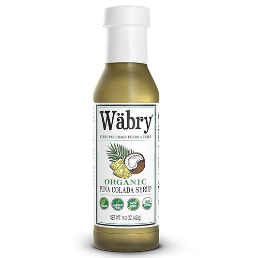 Wäbry Organic Piña Colada Syrup – 14.2oz (420g), Natural Fruit Syrups for Drinks, Shaved Ice and Ice cream, Vegan Friendly, Non-GMO, Dye-Free Snow Cone Syrup – BPA Free Plastic Bottle