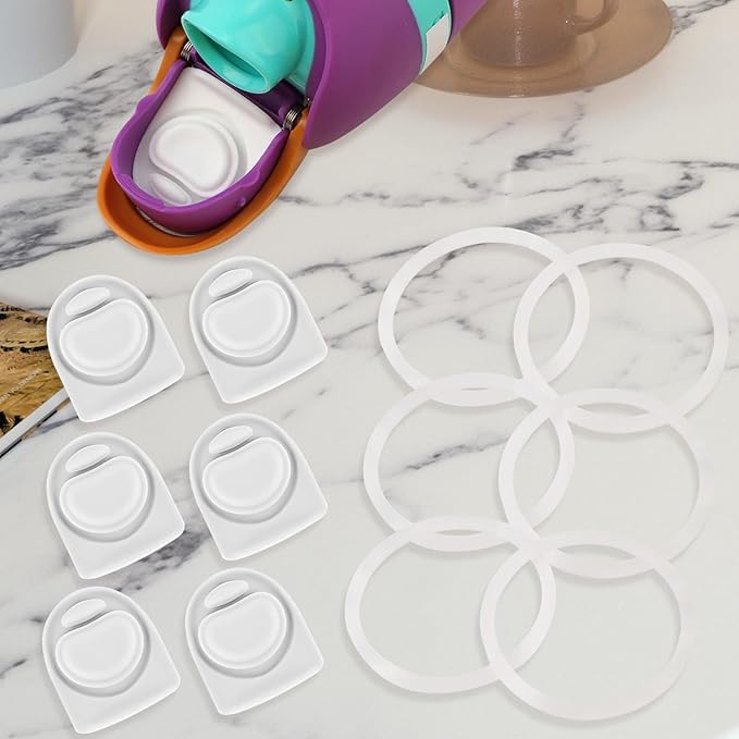 6 Sets Replacement Stopper and O Ring Gasket Compatible with Owala FreeSip 24oz 32oz,Water Bottle Lid Insert Cap Rubber Seal Parts for Owala 16/19/24/32/40oz Mouthpiece Accessories Z6S2