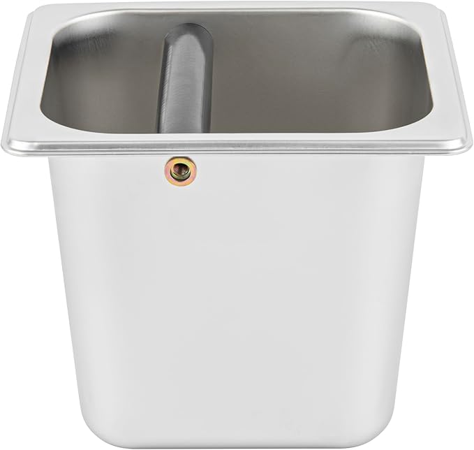 Restaurantware Restpresso 7 x 6.4 x 6 Inch Knock Box 1 Deep Tamp Box - Built-In Knock Bar Dishwashable Stainless Steel Barista Knock Box Durable For Coffee And Espresso Grounds