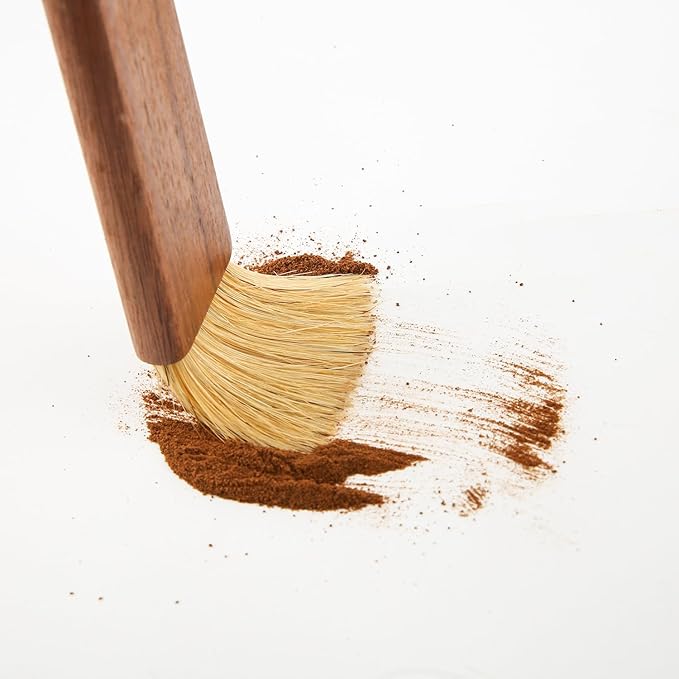 Coffee Cleaning Brush, Grinder Espresso Machine Cleaner Tool with Walnut Wood Handle Dense Bristles Barista Dusting Accessories for Camping Home Kitchen Gadget