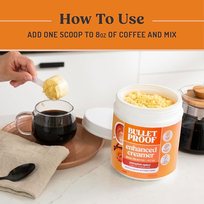 Bulletproof Pumpkin Spice Creamer, 14.8 Ounces, Keto Coffee Powder Creamer with MCT Oil and Grass-Fed Butter