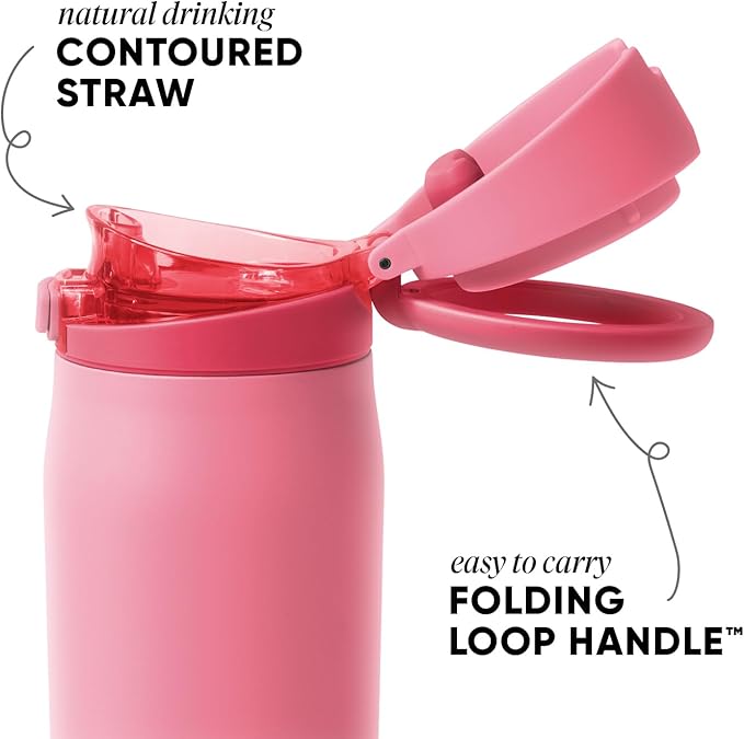 Simple Modern Mesa Loop Water Bottle with Covered Straw and Handle | 30oz Cup Holder Friendly Insulated Stainless Steel Bottles for Travel, Sports and School | Velvet Pink