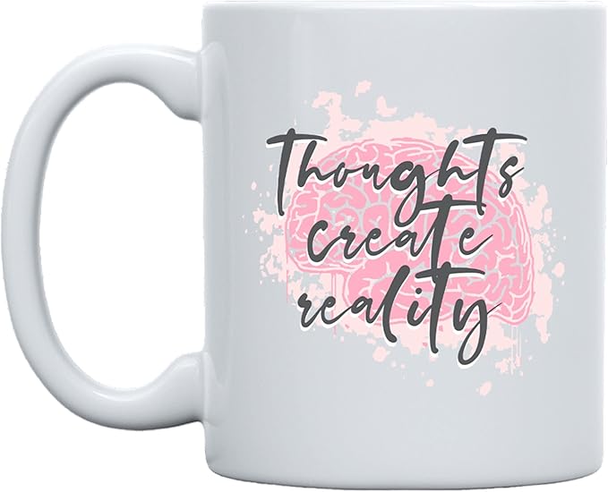 THE CEO Stylish Coffee Mug for Coffee Lovers - Premium Boss Mug with Gloss Finish - Premium Ceramic, Microwave Safe, 11oz Gift Mugs - Thoughts Create Reality (White)