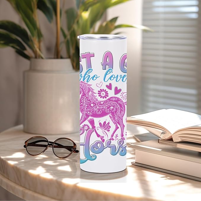 Horse Gifts, 20 Oz Straight Skinny Tumblers, Stainless Steel Tumbler, Double Wall Vacuum Travel Mug, Horse Stuff Animal Coffee Cup, Insulated Coffee Mug Thermal Cup for Home, Office, Outdoor