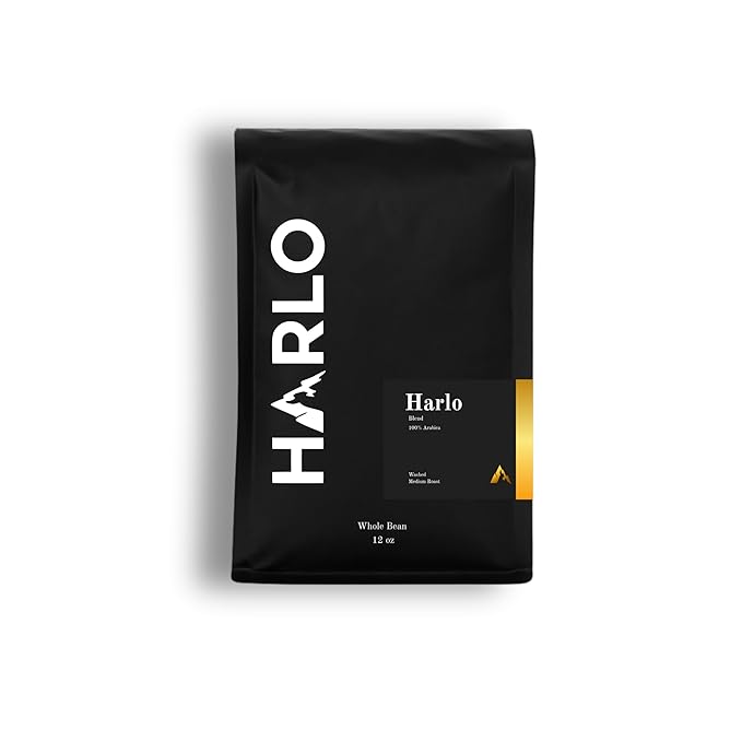 Harlo Coffee Roasters Harlo Blend Organic Medium Roast Whole Bean Coffee, 12 oz Bag, 100% Arabica, Fair Trade Certified