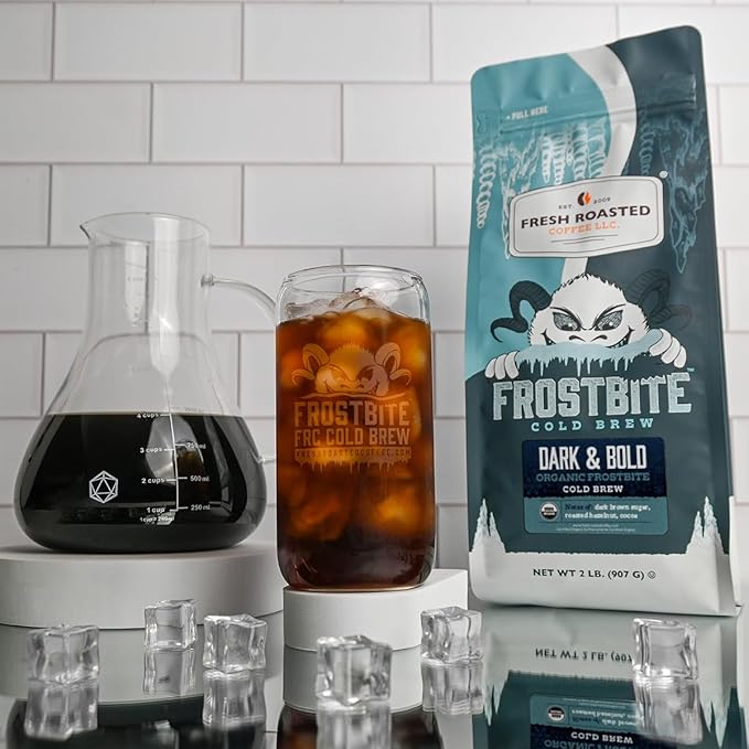 Fresh Roasted Coffee, Organic Dark & Bold Frostbite Cold Brew | USDA, Kosher | Dark Roast | 2 lb Coarse Ground