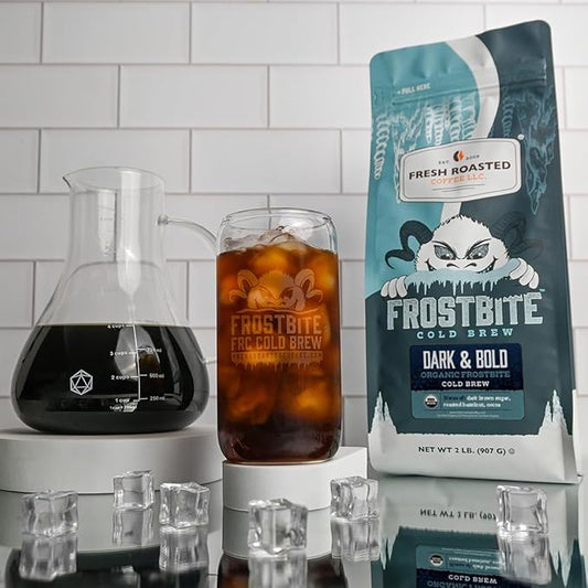 Fresh Roasted Coffee, Organic Dark & Bold Frostbite Cold Brew | USDA, Kosher | Dark Roast | 2 lb Coarse Ground