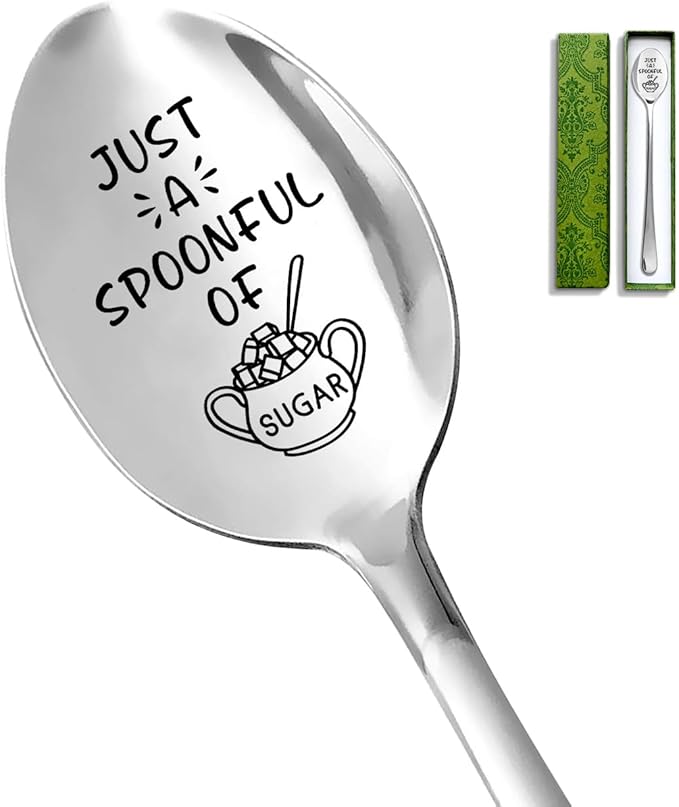 Just a Spoonful of Sugar Spoon, Funny Stainless Steel Coffee Sugar Spoon, Mary Poppins Gift for Coffee Lovers, Men, Women, Friends, Valentines Birthday Christmas Lover Gifts