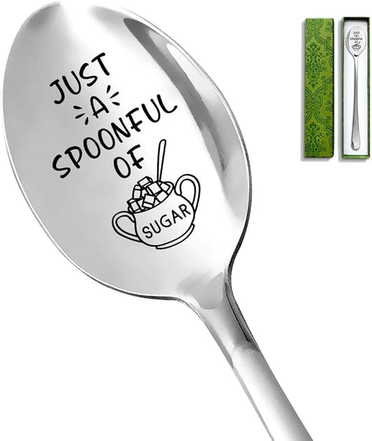 Just a Spoonful of Sugar Spoon, Funny Stainless Steel Coffee Sugar Spoon, Mary Poppins Gift for Coffee Lovers, Men, Women, Friends, Valentines Birthday Christmas Lover Gifts