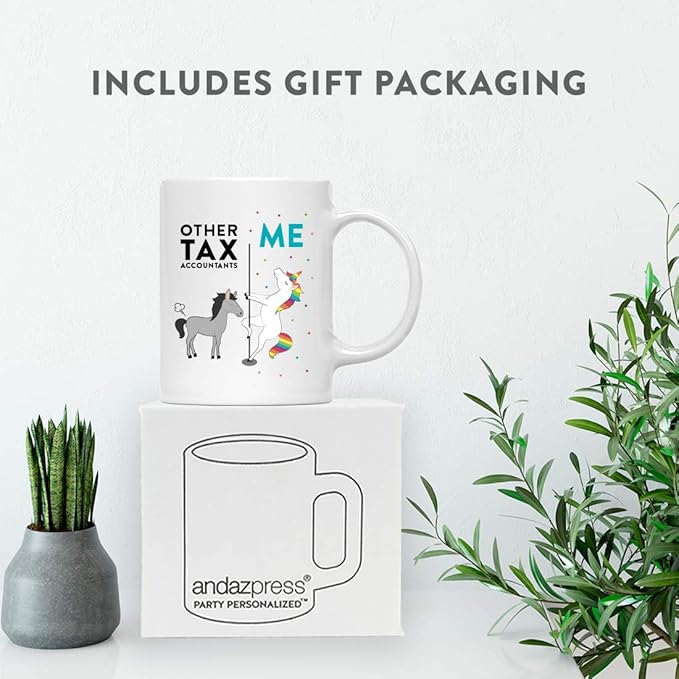Andaz Press Funny Quirky 11oz. Ceramic Coffee Tea Mug Thank You Gift, Other Tax Accountants Me, Horse Unicorn, 1-Pack