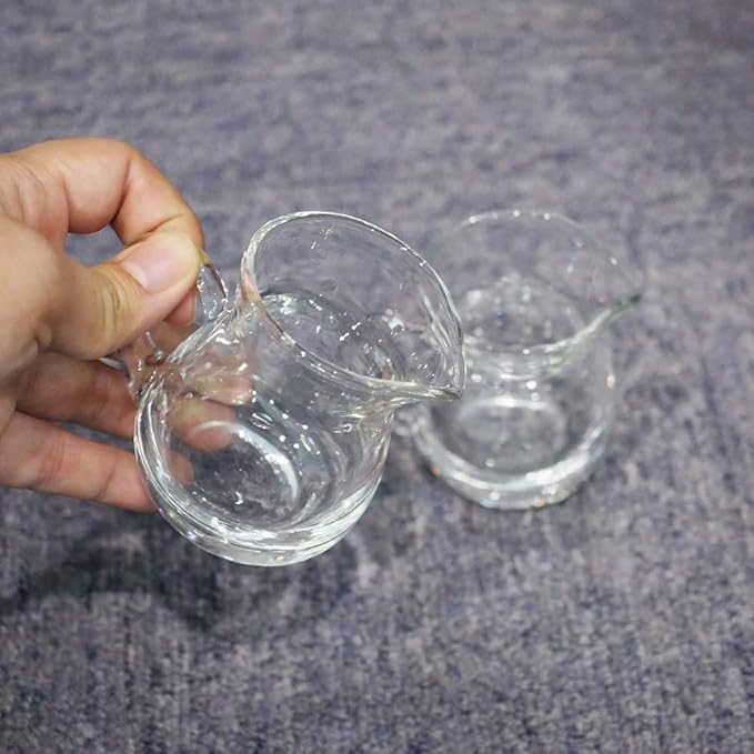 DGQ Classic Glass Creamer Pitcher with Handle 4oz Pack of 2 Milk Pourer Mini Creamer for Coffee Tea Maple Syrup Serving