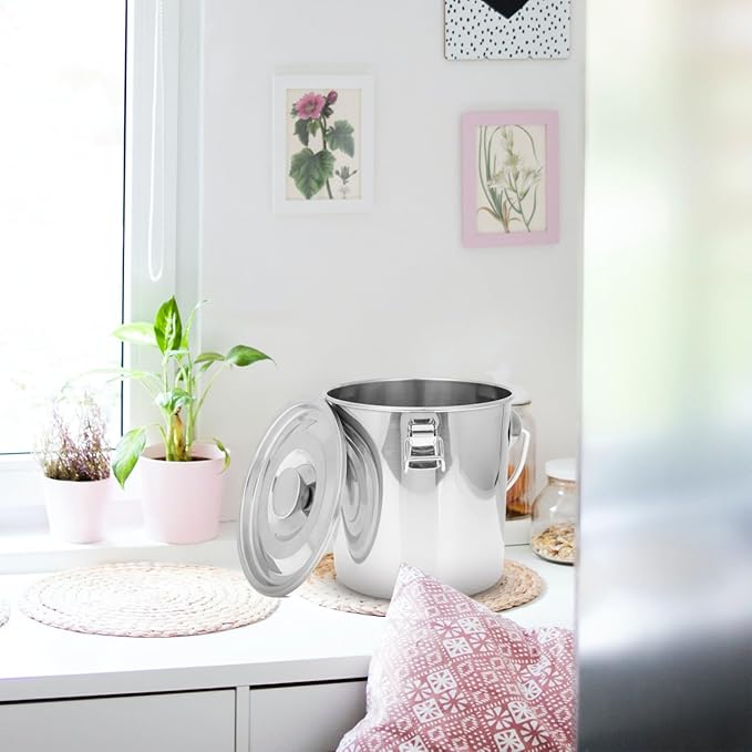 iplusmile Stainless Steel Airtight Canisters Container: 112 fl oz Airtight Clamp Lid Kitchen Food Storage Bucket for Rice Flour Grain Coffee Bean Flour Oil Sugar Milk