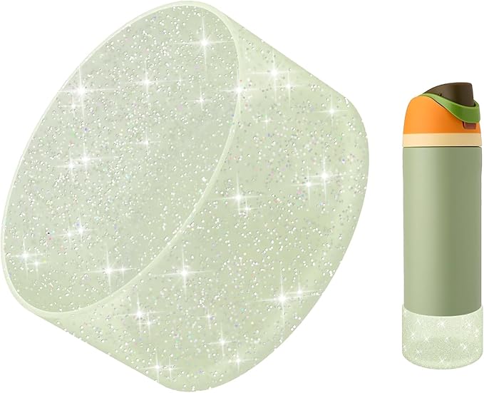 Protective Glitter Silicone Boot Compatible with Owala 24oz 32oz 40oz, Bling Cup Sleeve Bottom Bumper Cover Compatible with Owala FreeSip, Twist, or Flip Stainless Steel Water Bottles