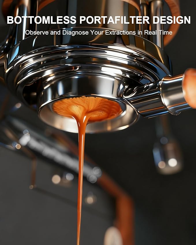 58mm Bottomless Portafilter 2 Ears For E61, Flair 58, ECM, Rocket, Sanremo, Synesso, Slayer, VBM Espresso Machine, Bottomless Naked Portafilter with 18g Filter Basket and Puck Screen - Rosewood