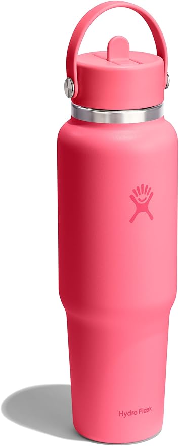 Hydro Flask Travel Water Bottle - Insulated Stainless Steel - Wide Straw Lid, Non Spill, Leakproof in 40 Oz Popstar Pink