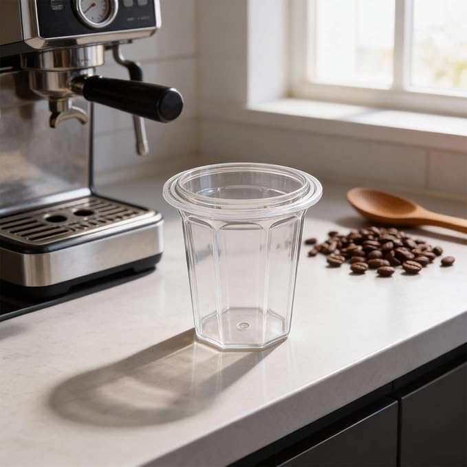 Coffee Dosing Cup 51mm, Thickened Transparent Anti Static Espresso Dosing Cup Coffee Machine Powder Feeder, Mug Coffee Powder Dosing Cup for Espresso Machine
