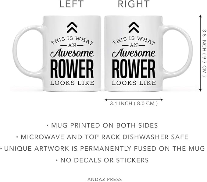 Andaz Press 11oz. Ceramic Coffee Tea Mug Thank You Gift, This is What an Awesome Rower Looks Like, 1-Pack, Birthday Christmas Gift Ideas Coworker Him Her, Includes Gift Box