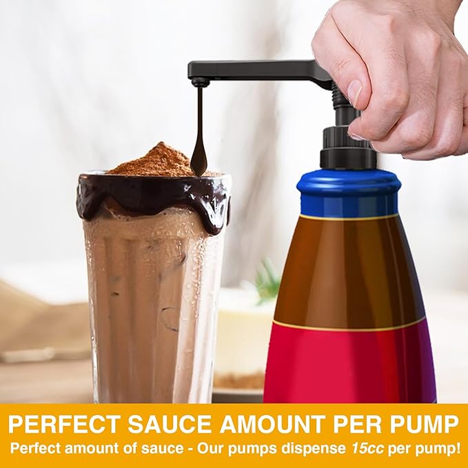 DupakSYS 2Pcs Black Sauce Pump Dispenser for 64 oz Chocolate Pumpkin Caramel Sauce Bottles, Reusable Large 15CC Syrup Pump Dispenser for Vanilla Mocha Sauces