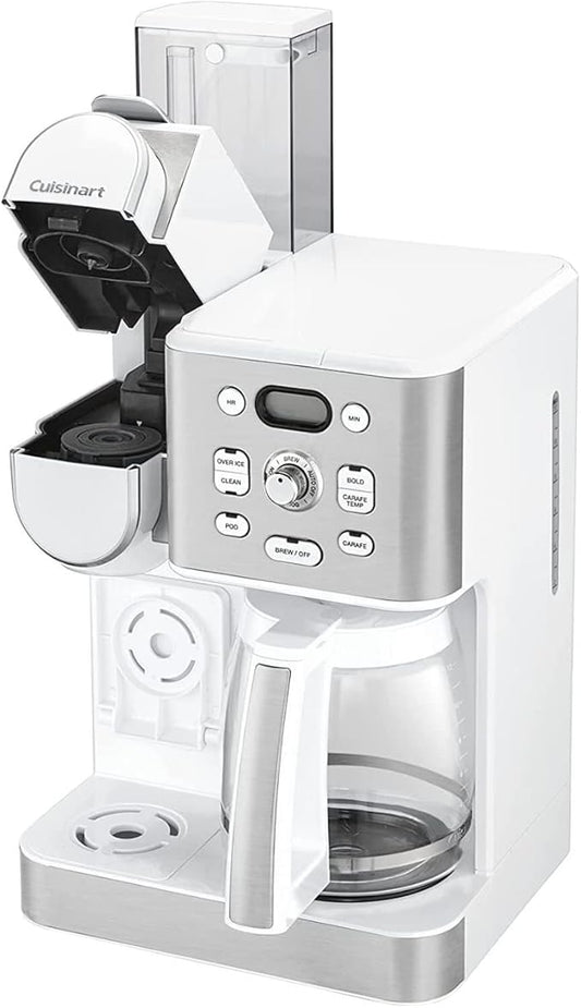 Cuisinart 12-Cup Coffee Maker, Single-Serve Brewer Glass Carafe, Automatic Hot & Iced Coffee Machine, Brew Strength Control and Brew Pause, SS-16W, White