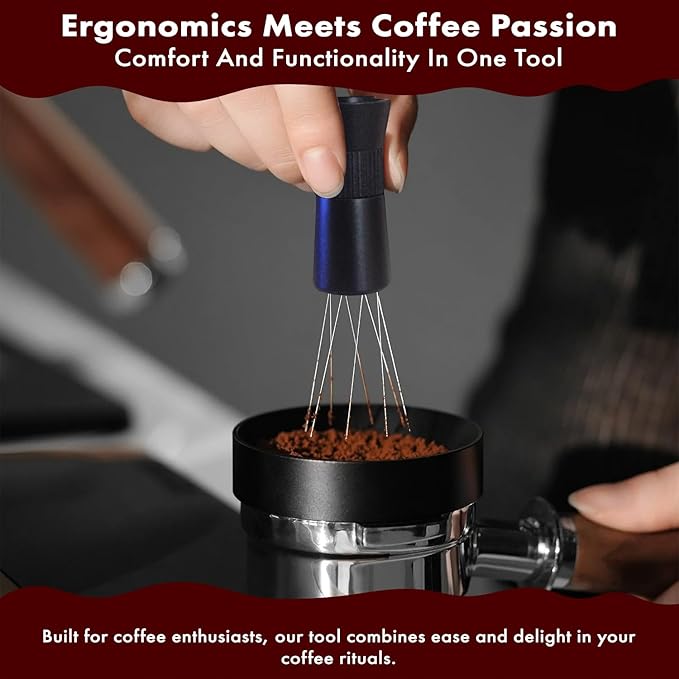 Wdt Espresso Distribution Tool, Anodized Aluminum Interchangeable Needles with Robust Handle, Even Distribution for Consistent Brewing, Suitable to Use in Kitchen, Cafe, Parties and Ceremonies