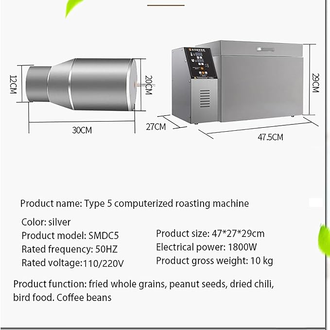 Nut Roaster Machine, Electric Coffee Roaster Machine, Offee Bean Baker Roaster, Coffee Bean Roasting Machine for Commercial Home Use, Commercial Roaster, Nut Peanut Bean Home Coffee Roaster,2000g