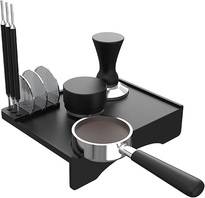 Joyeee Espresso Tamping Pad, Silicone Espresso Tamper Mat Small Coffee Tamping for Home Kitchen Office Bar Shop Worktop Espresso Machine, Smooth Surface, Easy to Clean, Black 7.7 x 5.8 inch