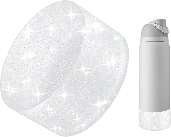 Protective Glitter Silicone Boot Compatible with Owala 24oz 32oz 40oz, Bling Cup Sleeve Bottom Bumper Cover Compatible with Owala FreeSip, Twist, or Flip Stainless Steel Water Bottles