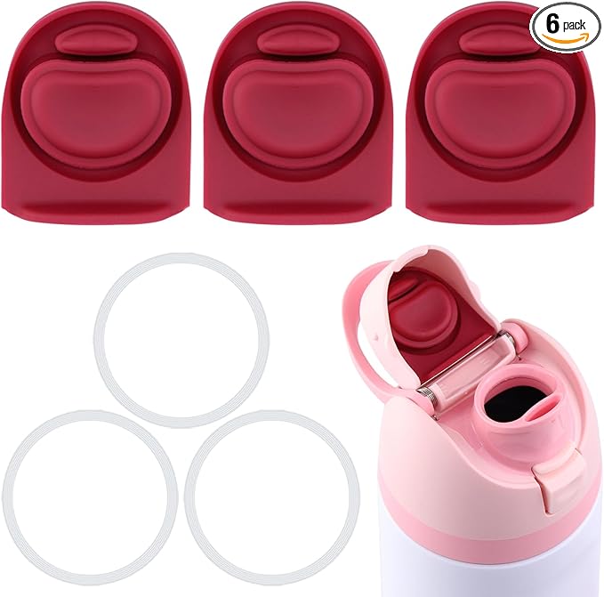 3 Sets Replacement Seal Gasket Stoppers for Owala Freesip Cap Mouth,Silicone O Sealing Ring Parts Water Bottle Top Lid Accessories for Owala Freesip 16/19/24/32/40oz（Wine Red）