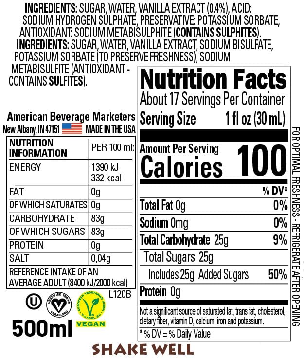 Vanilla Reàl Infused Exotics, Madagascar Vanilla Infused Syrup, 16.9 FL OZ Squeezable Bottle