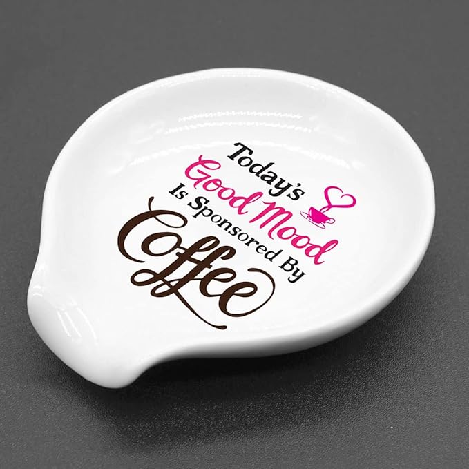 Funny Coffee Spoon Holder-Color Ceramic Coffee Spoon Rest-Cafe Shop Station Accessories-Good Mood is Sponsored By Coffee Sign