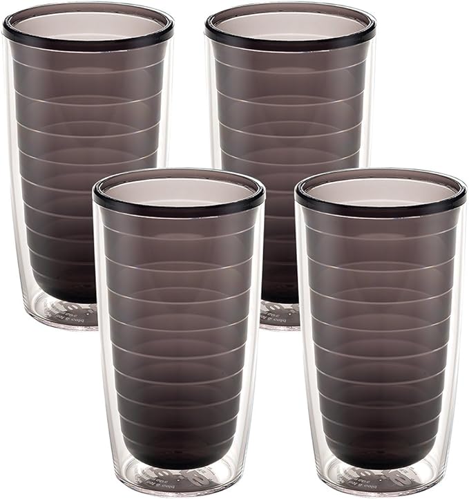 Tervis Clear & Colorful Tabletop Made in USA Double Walled Insulated Tumbler Travel Cup Keeps Drinks Cold & Hot, 16oz - 4pk, Quartz