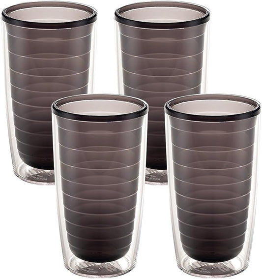Tervis Clear & Colorful Tabletop Made in USA Double Walled Insulated Tumbler Travel Cup Keeps Drinks Cold & Hot, 16oz - 4pk, Quartz
