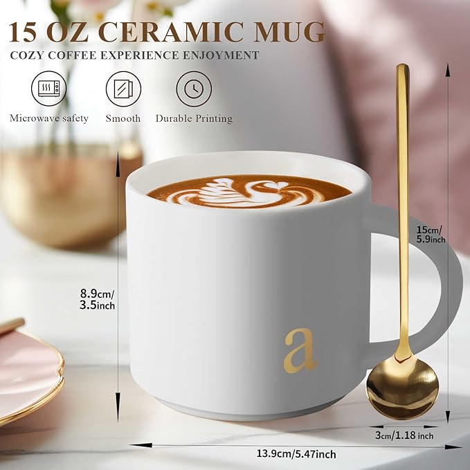 MNZZ Monogrammed Ceramic Large Coffee Mug Tea Cup Women Gift Flight Attendant Pet Sitter Secretary Hairdress Caregiver Musicians Dancer Cheerleaders Hairstylist Nanny Hair Stylist Nail Technician,F