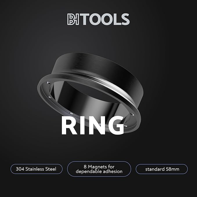 Barista Hustle Steel Ring, Magnetic Espresso Dosing Funnel, Fits 58mm Standard Espresso Baskets, 304 Stainless Steel with Brushed Exterior and Mirror Finish Interior, Enhanced with Neodymium Magnets