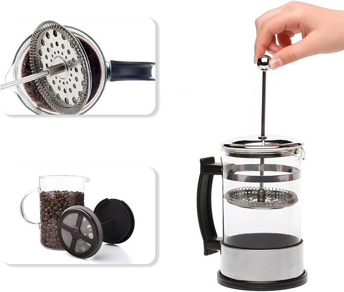 6 Pack French Press Replacement Filter Screens - 4 Inch Stainless Steel Mesh with Metal Center Ring for 34 Oz, 1000ml, 8 Cup French Press Coffee and Tea Makers