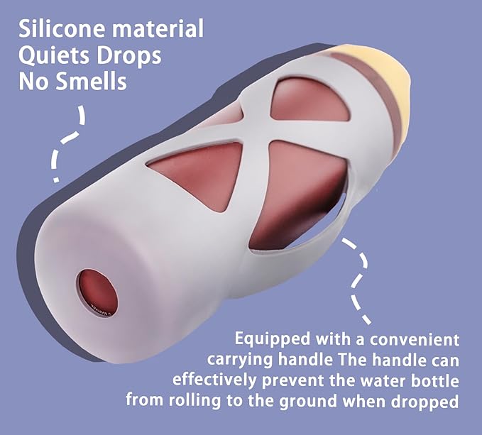 Silicone Water Bottle Boot for Owala 24 oz, Silicone Case with Handle, Anti-Slip Protective Sleeve Protector, Reduce Damage and Provide Comprehensive Protection for FreeSip(White)